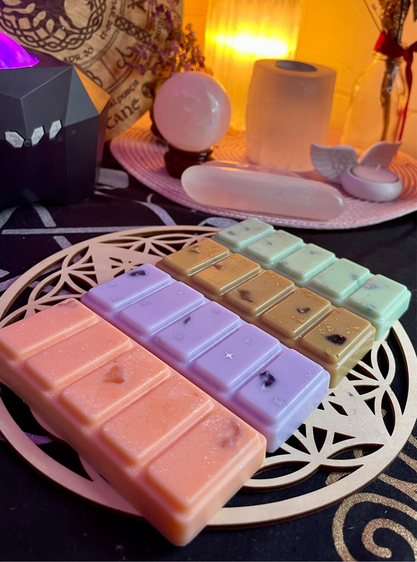 Wax Melts Snap Bar - Infused with Adventurine Crystal Chips - ‘Poison Apple Cider’