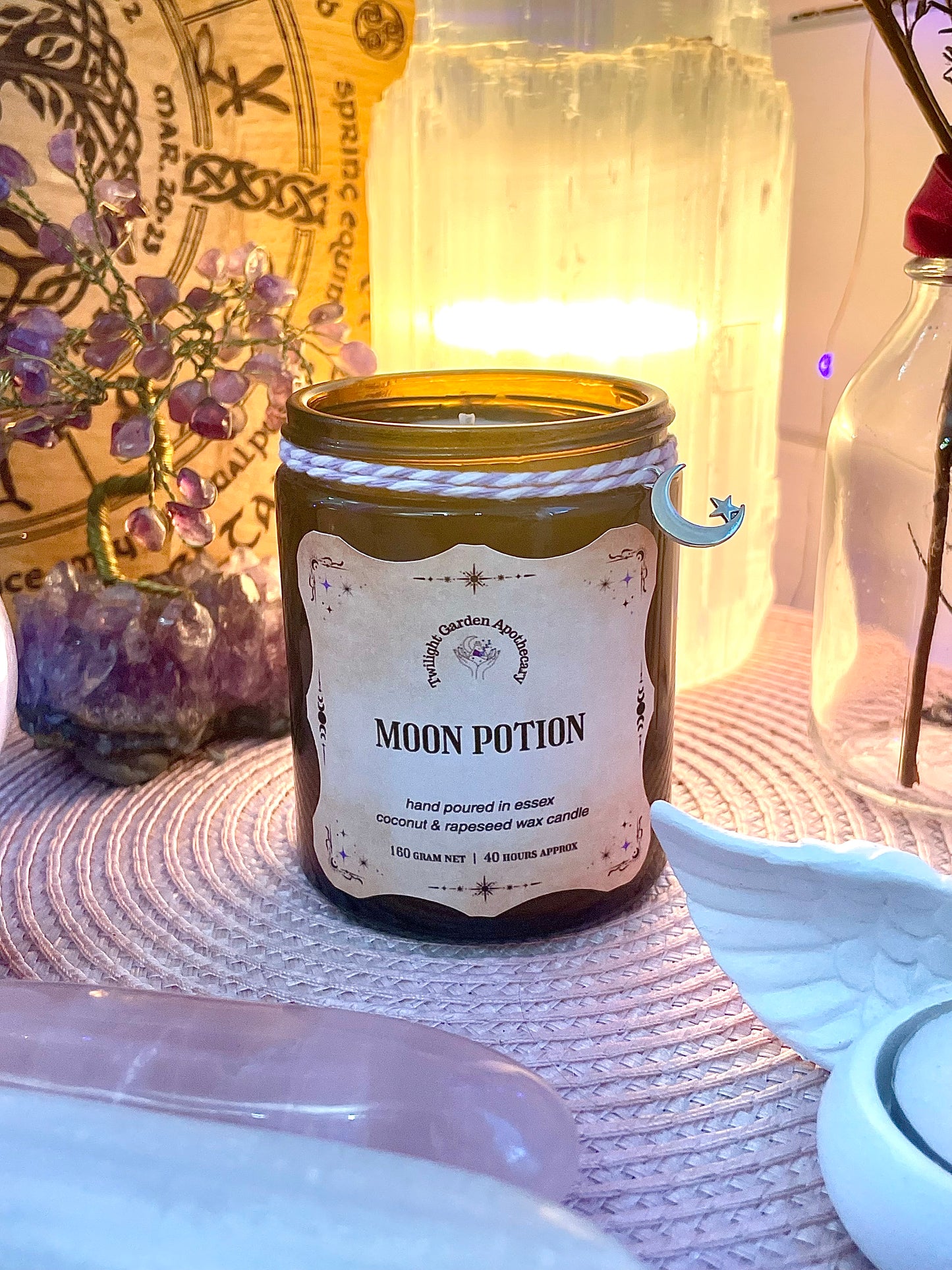 Artisan Apothecary Jar Candle with charm - ‘Moon Potion’ - Choose your label - 2 for £25.00