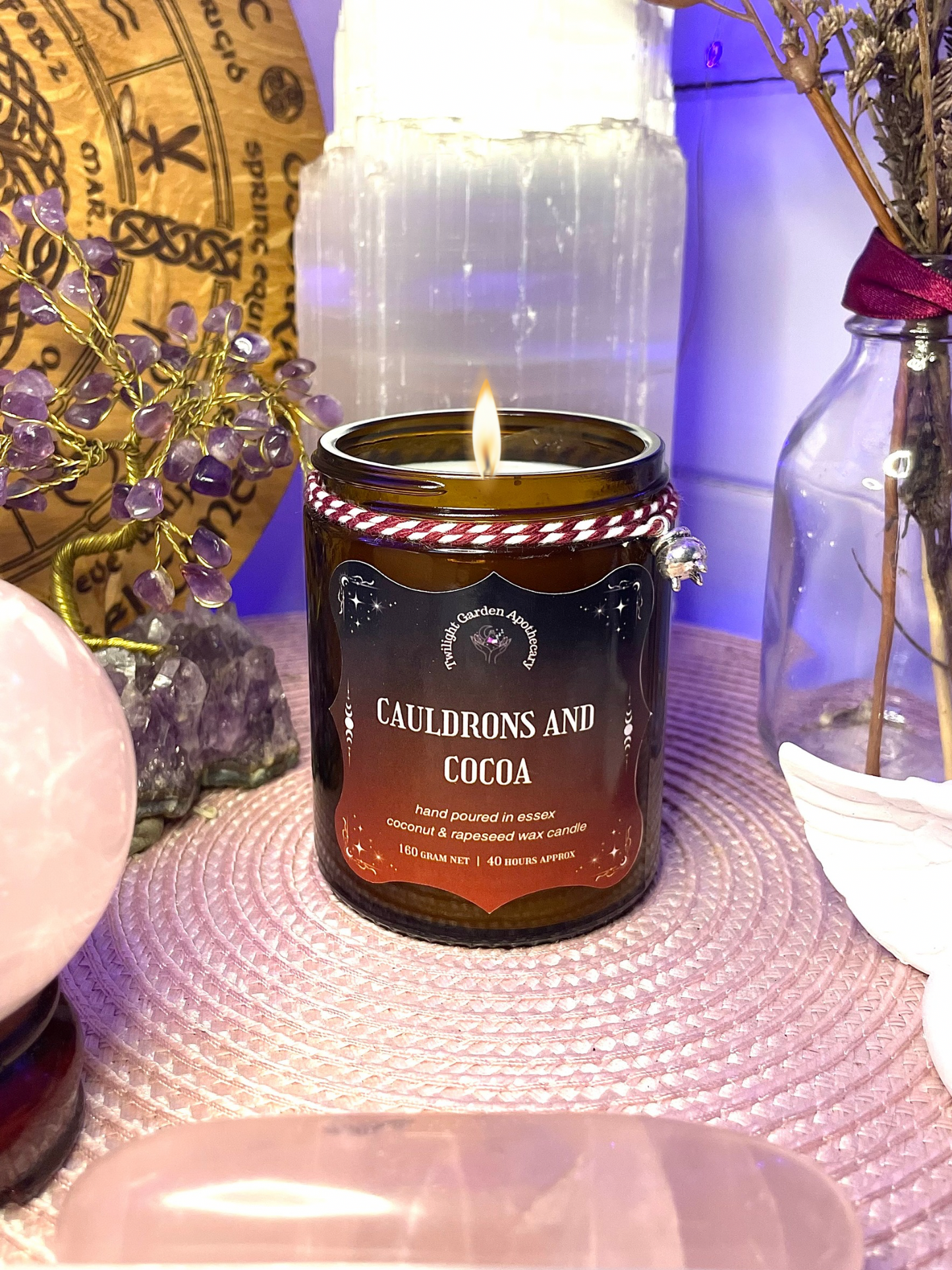 Artisan Apothecary Jar Candle with charm ‘ - Cauldrons & Cocoa’ Choose your Label! - 2 for £25.00