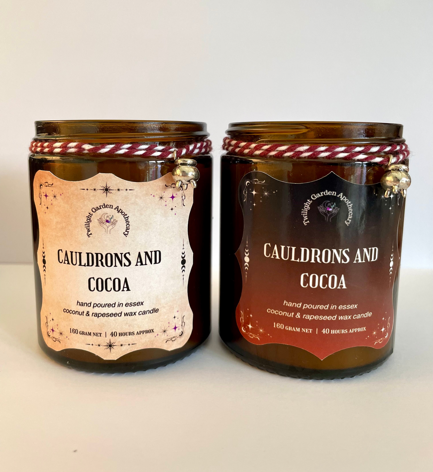 Artisan Apothecary Jar Candle with charm ‘ - Cauldrons & Cocoa’ Choose your Label! - 2 for £25.00