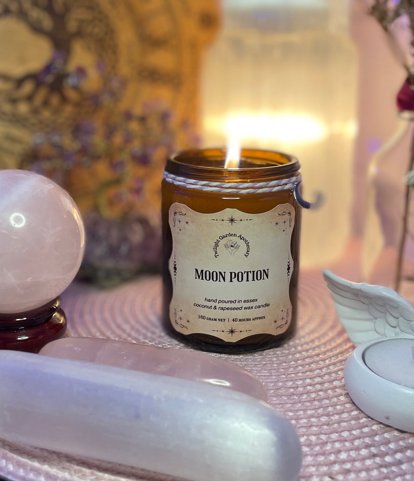 Artisan Apothecary Jar Candle with charm - ‘Moon Potion’ - Choose your label - 2 for £25.00