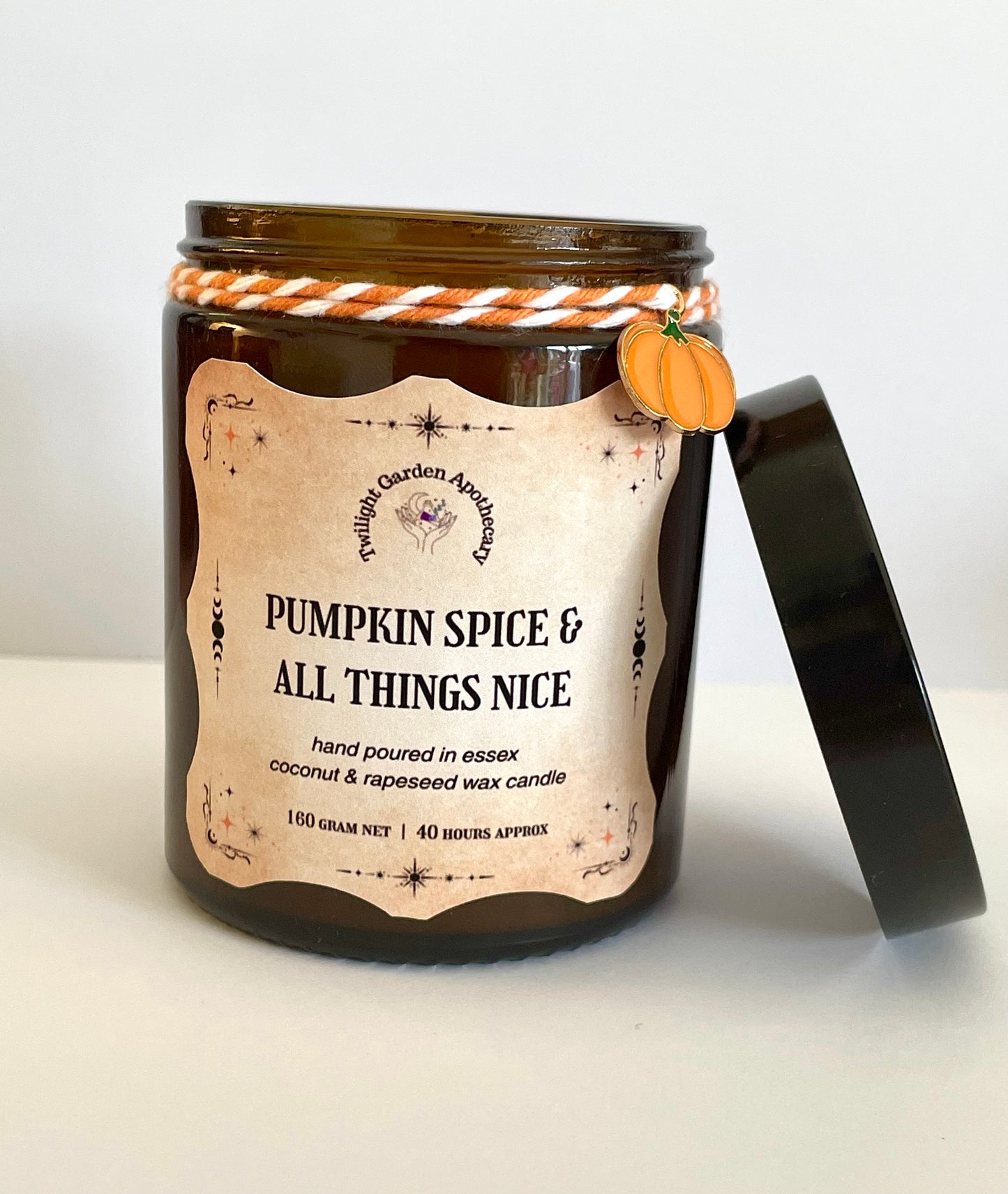Artisan Apothecary Jar Candle with charm - ‘Pumpkin Spice & All Things Nice’ - Choose your label - 2 for £25.00