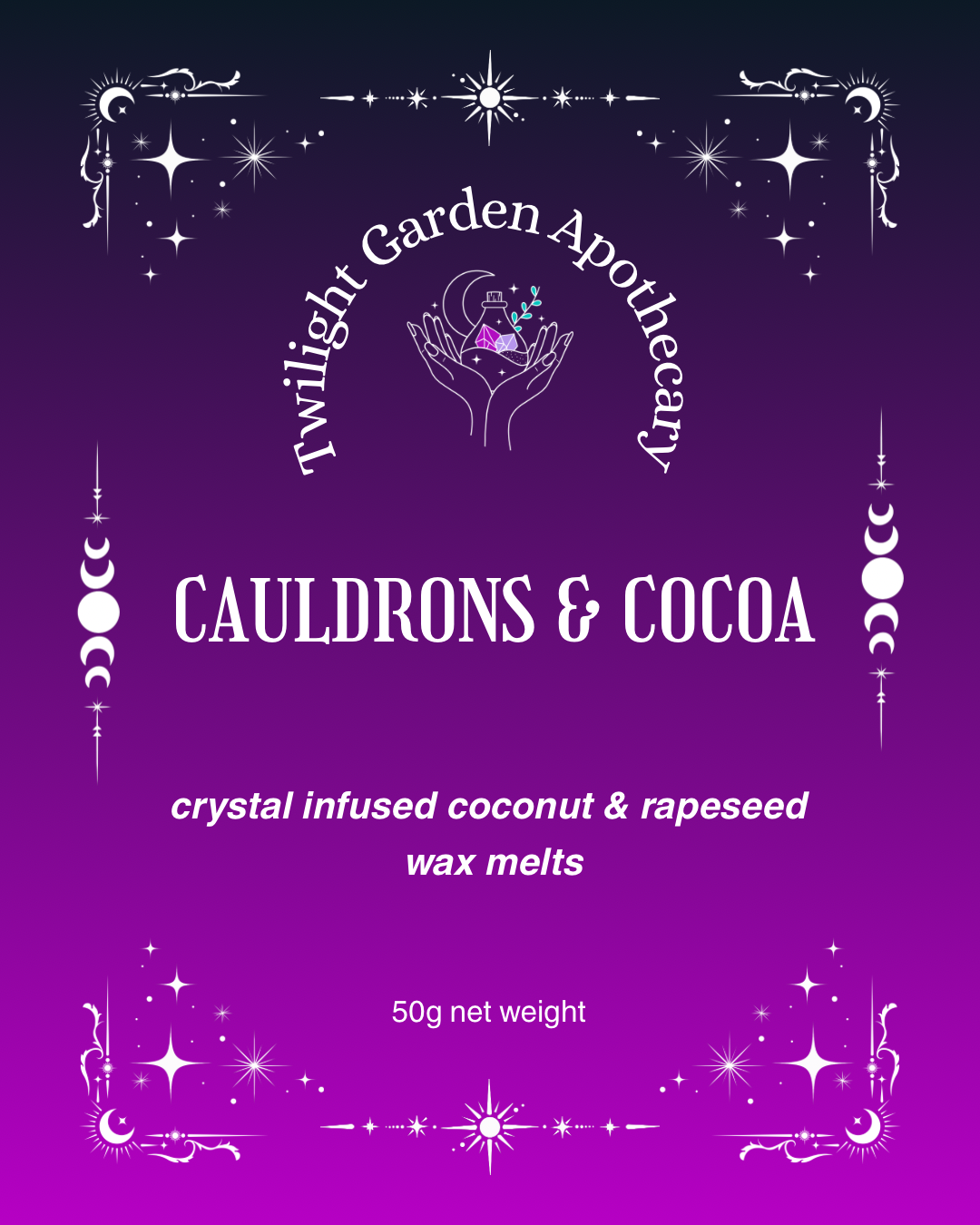 Wax Melts Snap Bar - Infused with Tigers Eye Crystal Chips - ‘Cauldrons & Cocoa’