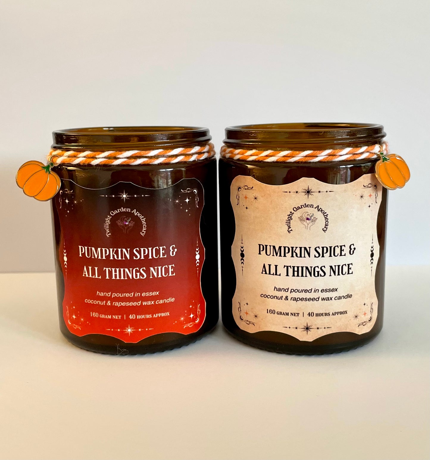 Artisan Apothecary Jar Candle with charm - ‘Pumpkin Spice & All Things Nice’ - Choose your label - 2 for £25.00