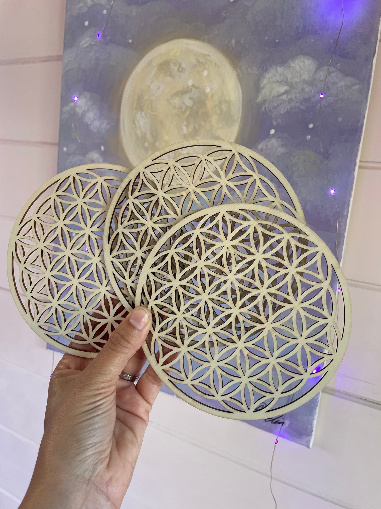 Laser Cut Flower of Life Grid - 14cm Diameter