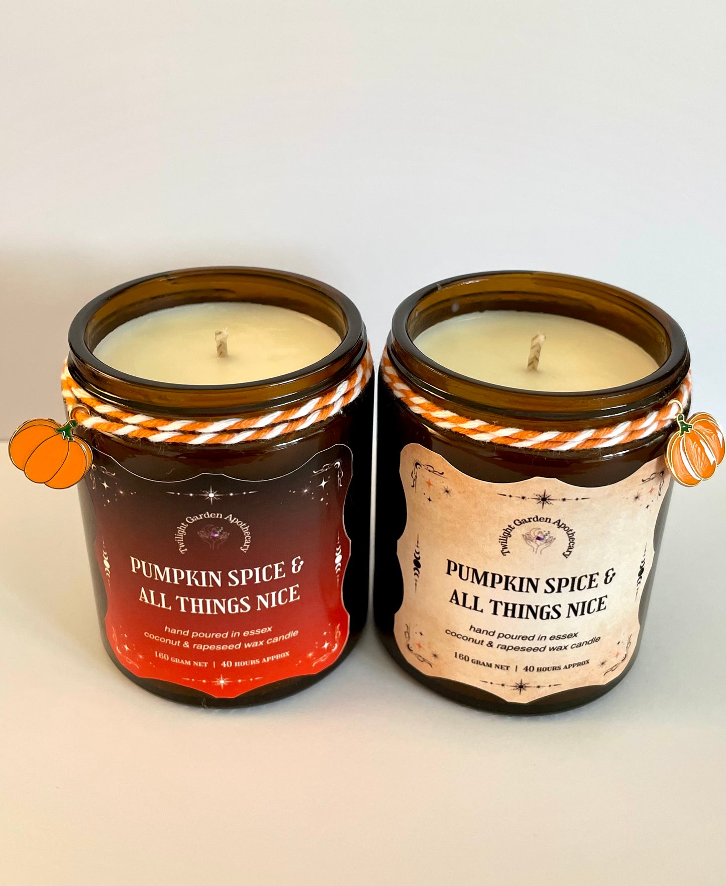Artisan Apothecary Jar Candle with charm - ‘Pumpkin Spice & All Things Nice’ - Choose your label - 2 for £25.00