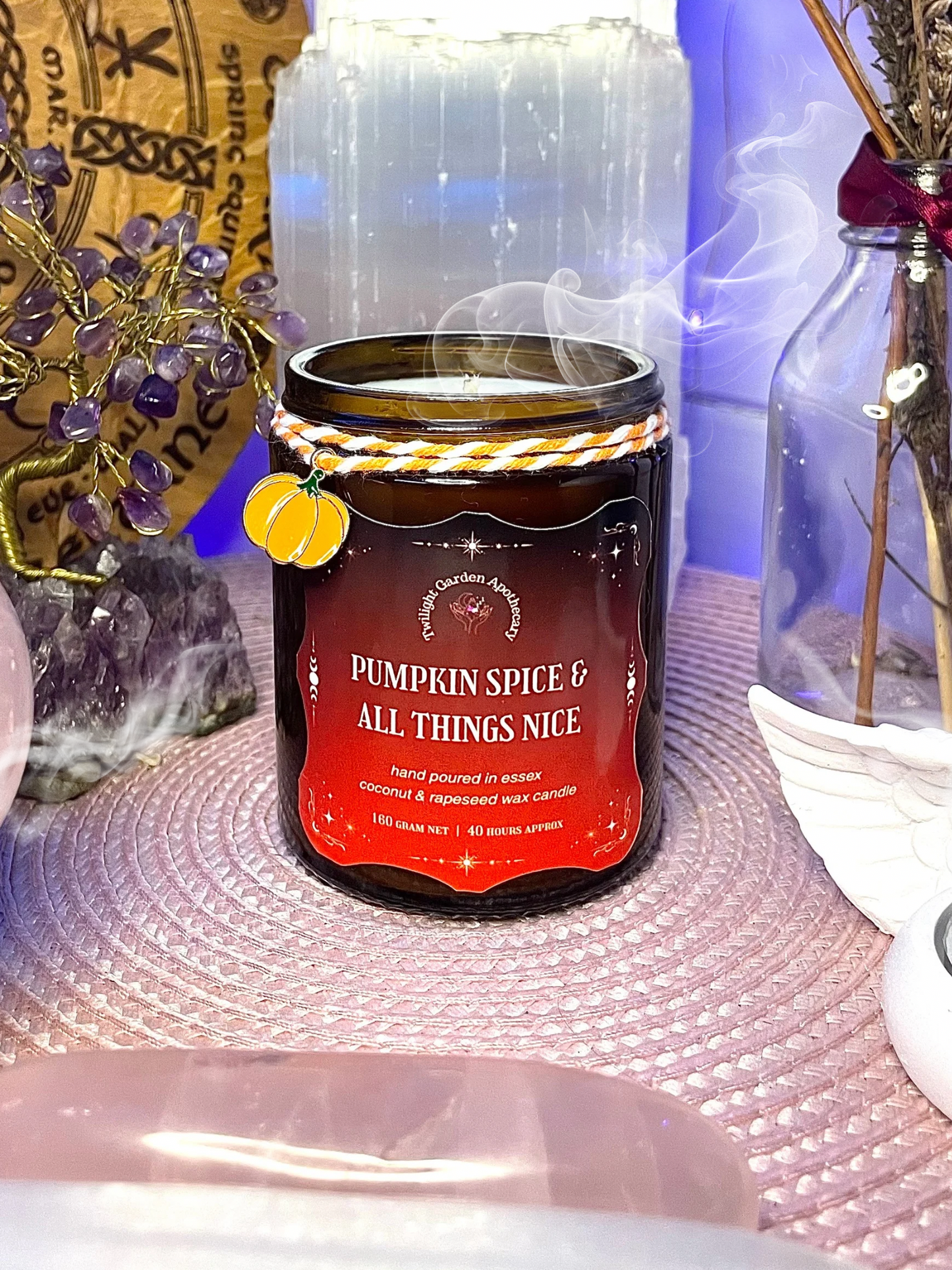 Artisan Apothecary Jar Candle with charm - ‘Pumpkin Spice & All Things Nice’ - Choose your label - 2 for £25.00