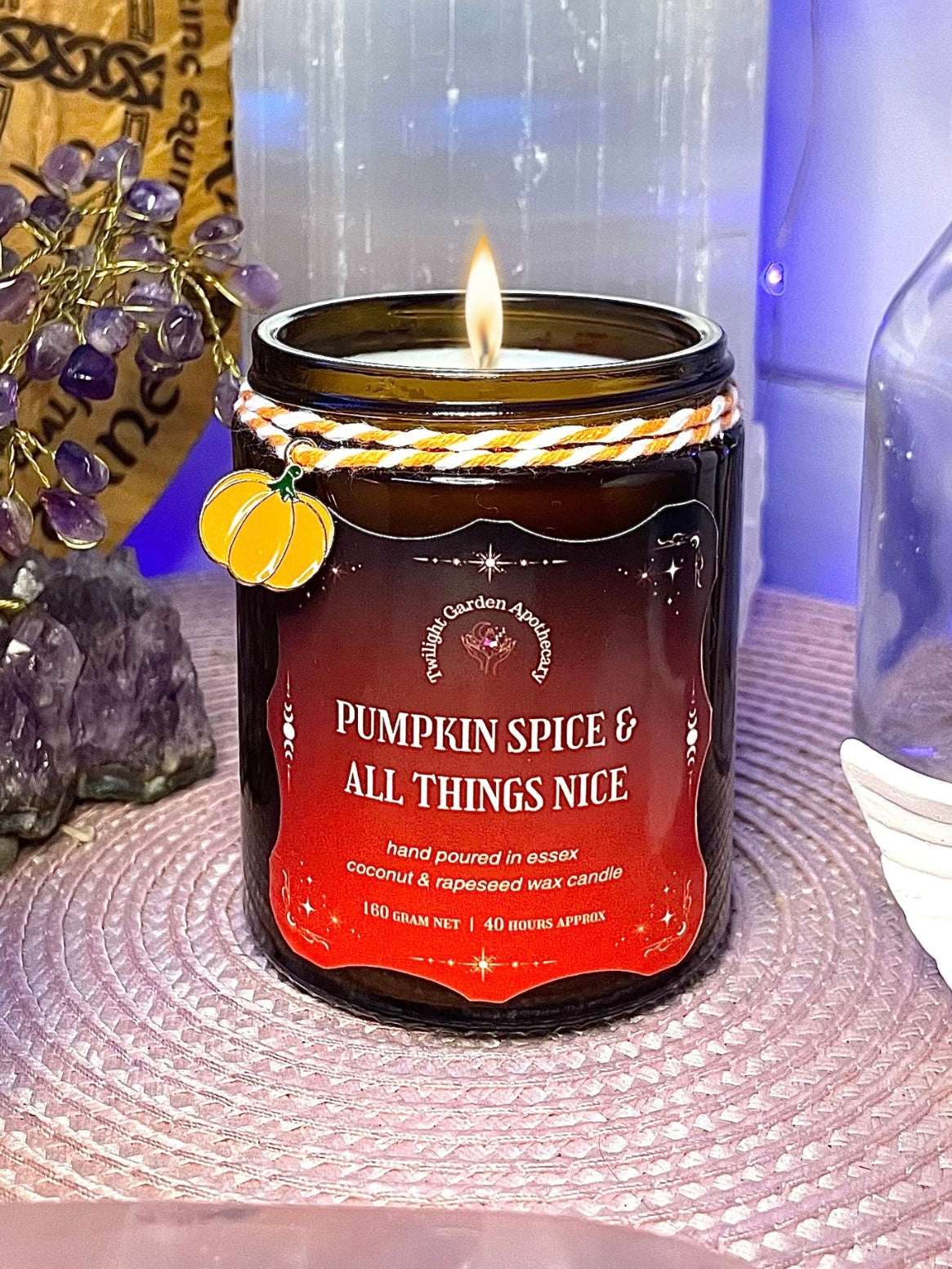 Artisan Apothecary Jar Candle with charm - ‘Pumpkin Spice & All Things Nice’ - Choose your label - 2 for £25.00