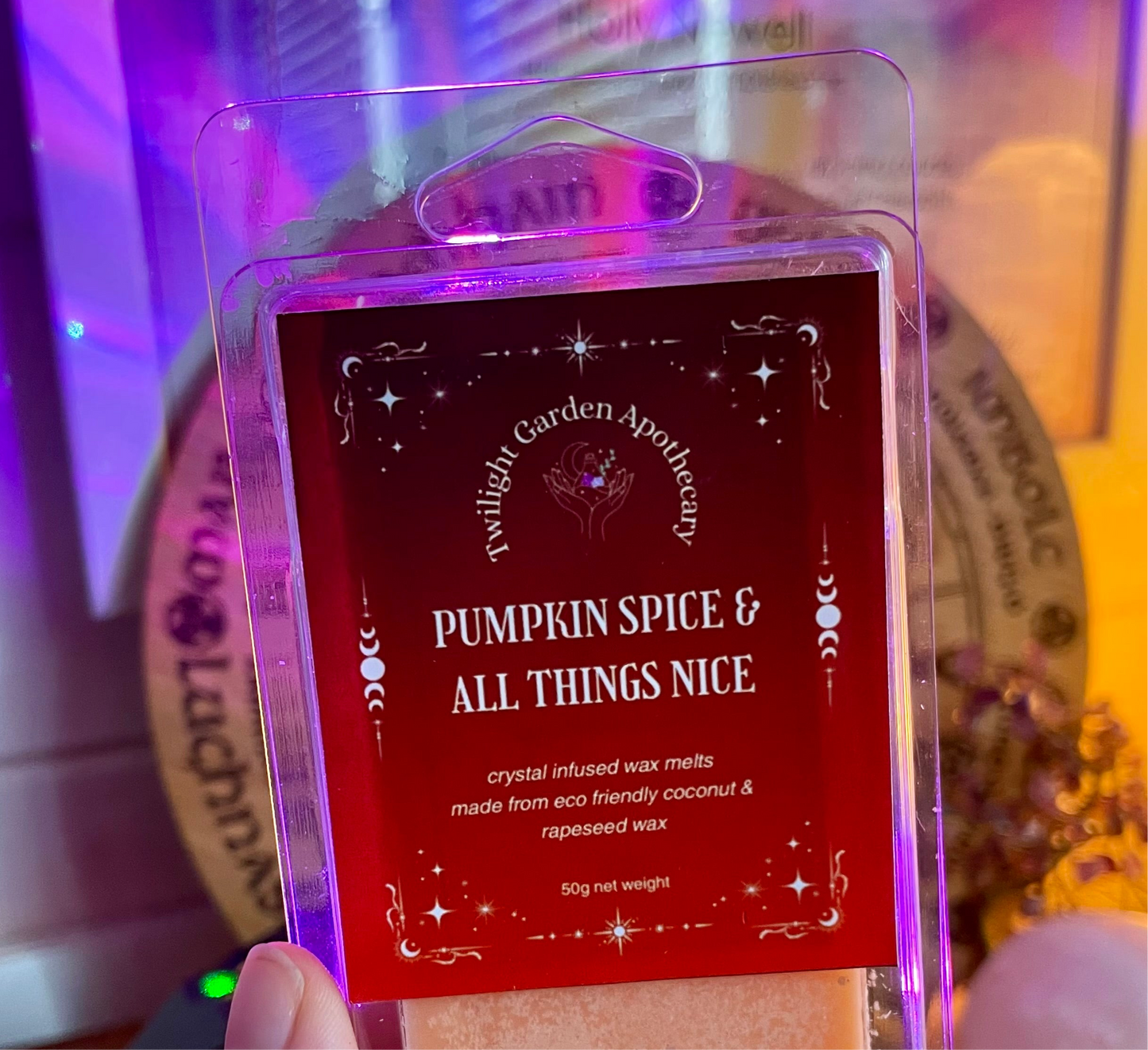 Wax Melts Snap Bar - Infused with Clear Quartz Crystal Chips - ‘Pumpkin Spice & All Things Nice’