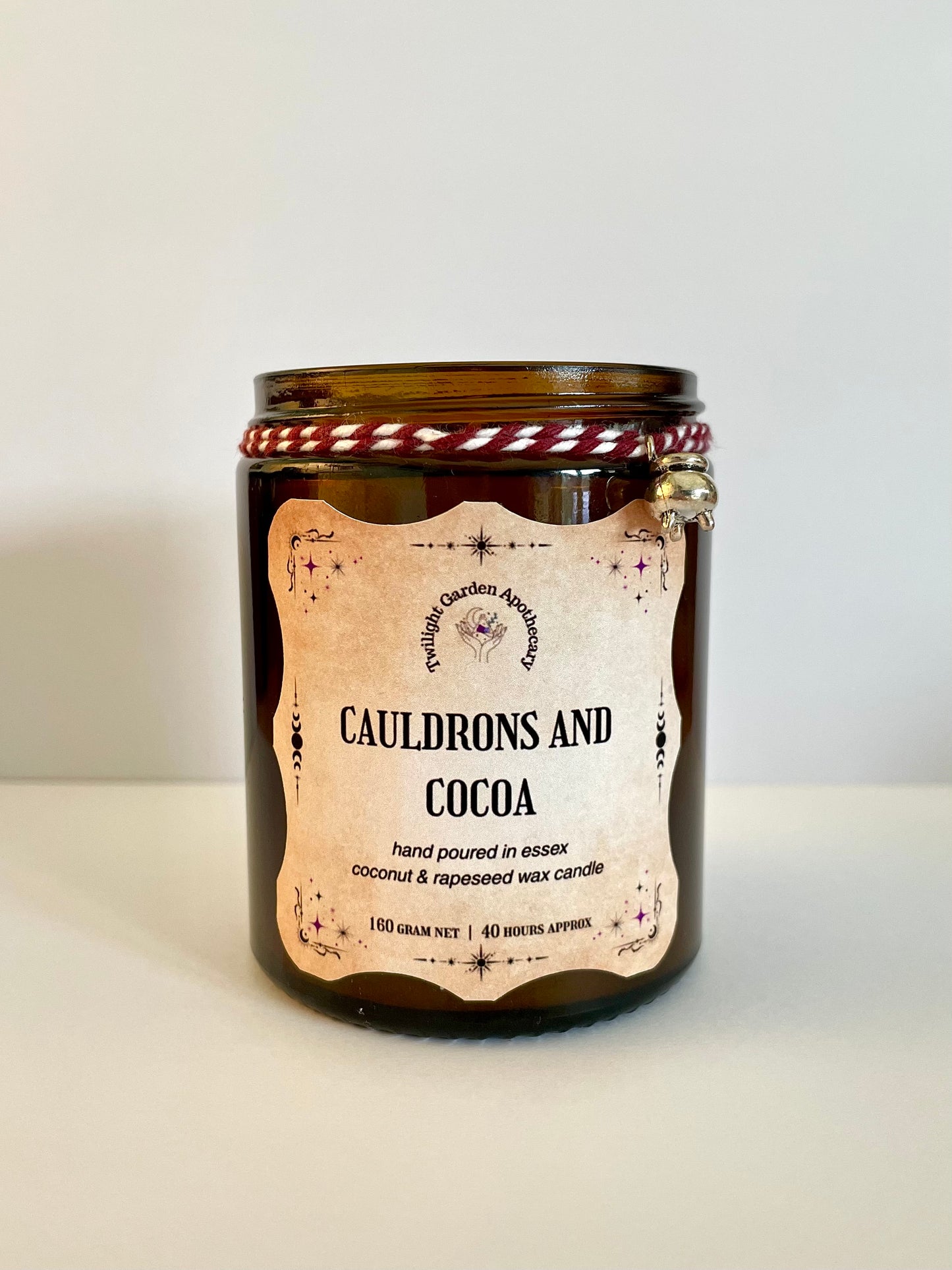 Artisan Apothecary Jar Candle with charm ‘ - Cauldrons & Cocoa’ Choose your Label! - 2 for £25.00