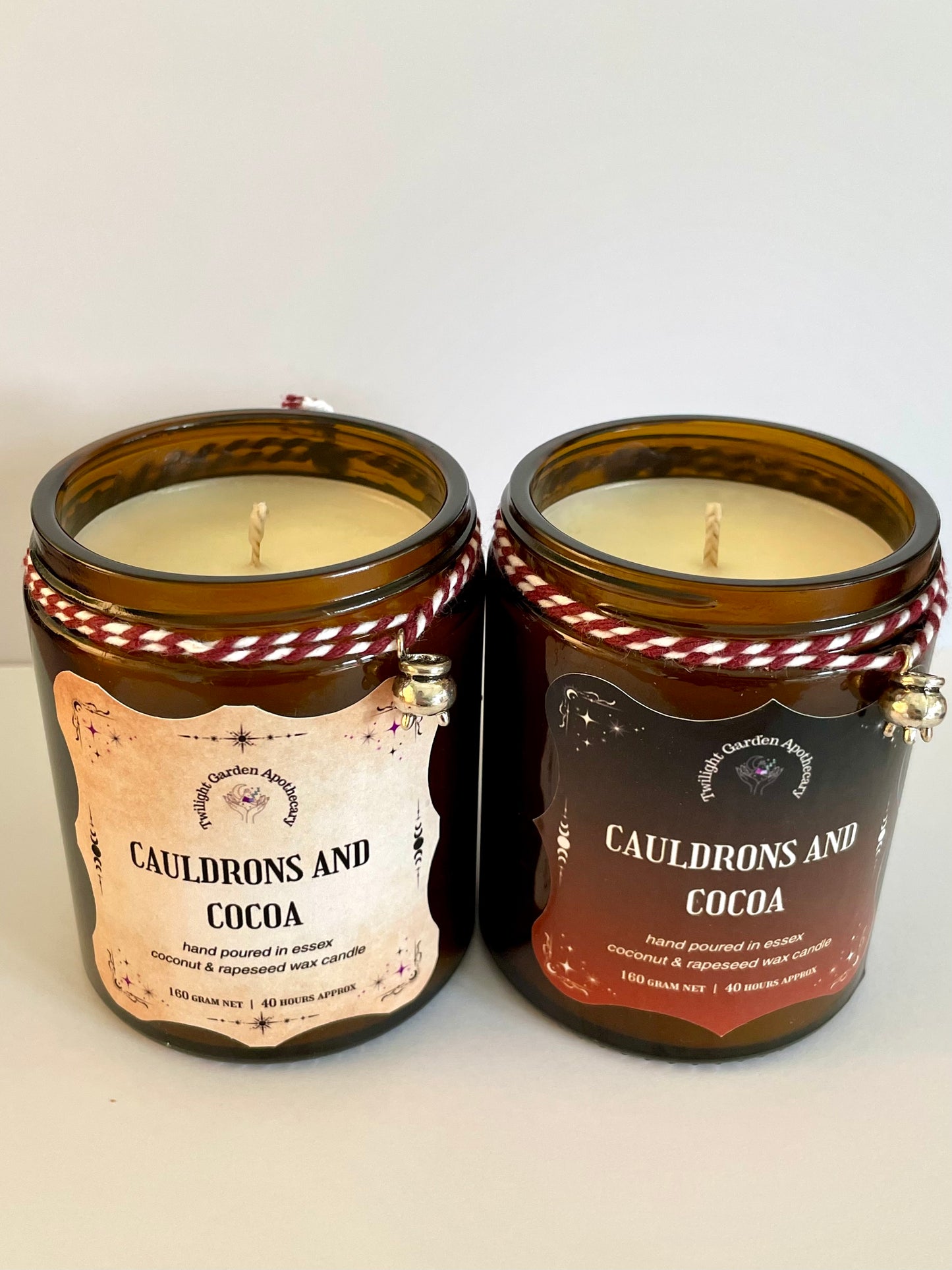 Artisan Apothecary Jar Candle with charm ‘ - Cauldrons & Cocoa’ Choose your Label! - 2 for £25.00