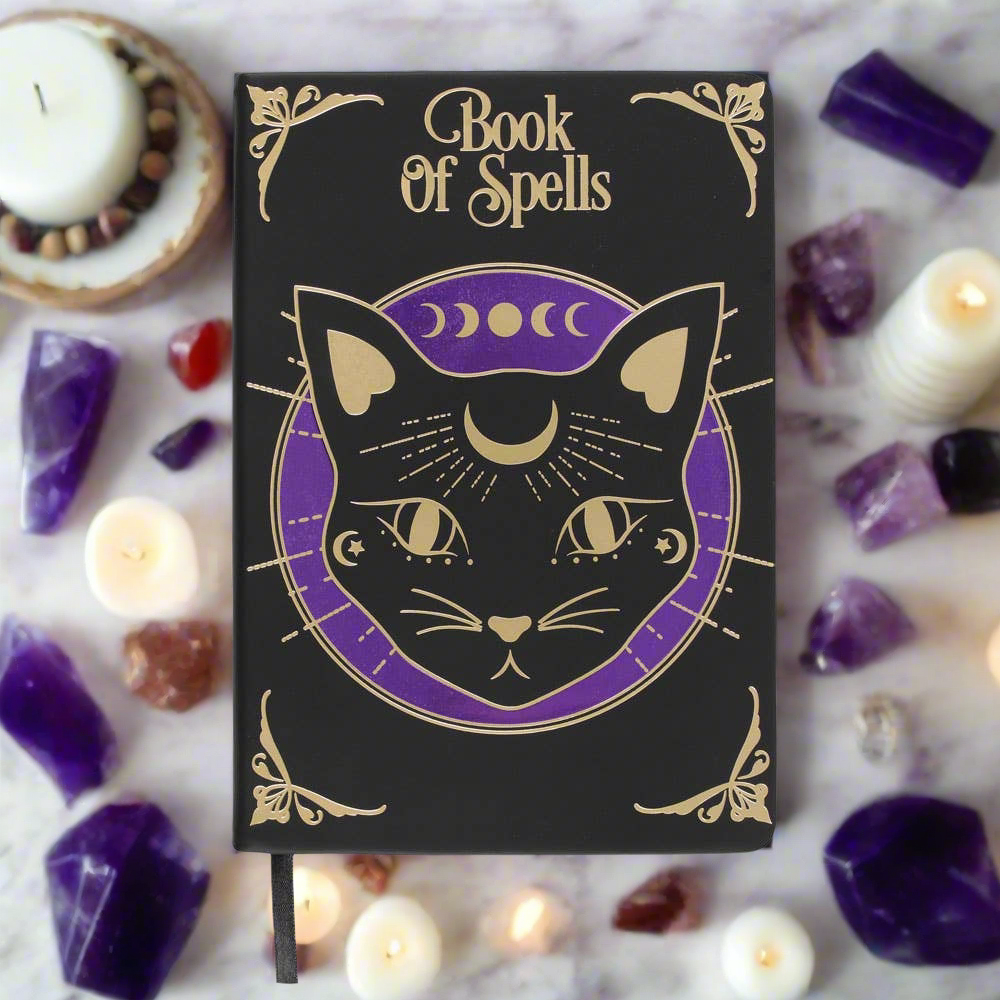 Mystic Mog Black Cat Book of Spells A5 Notebook