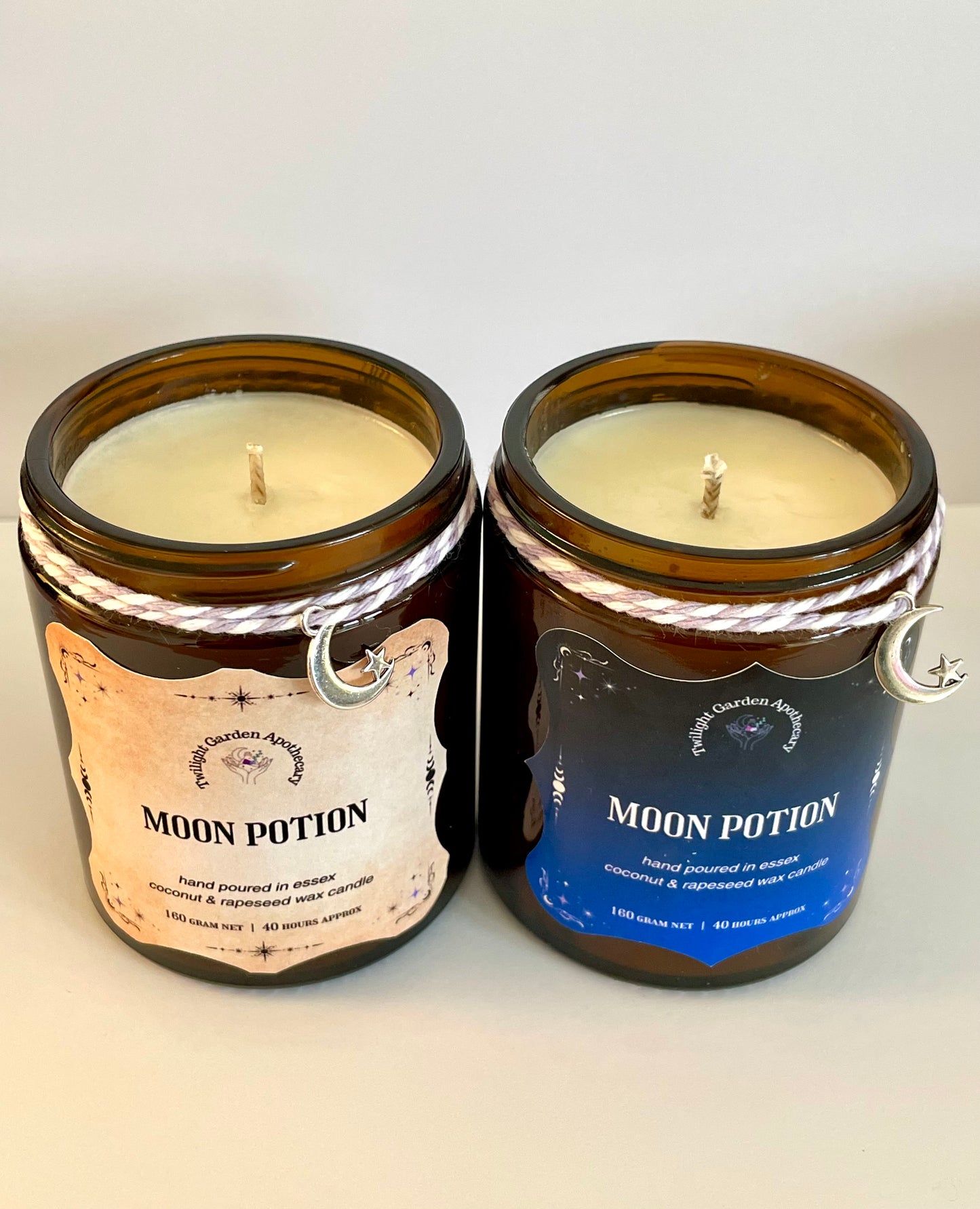 Artisan Apothecary Jar Candle with charm - ‘Moon Potion’ - Choose your label - 2 for £25.00