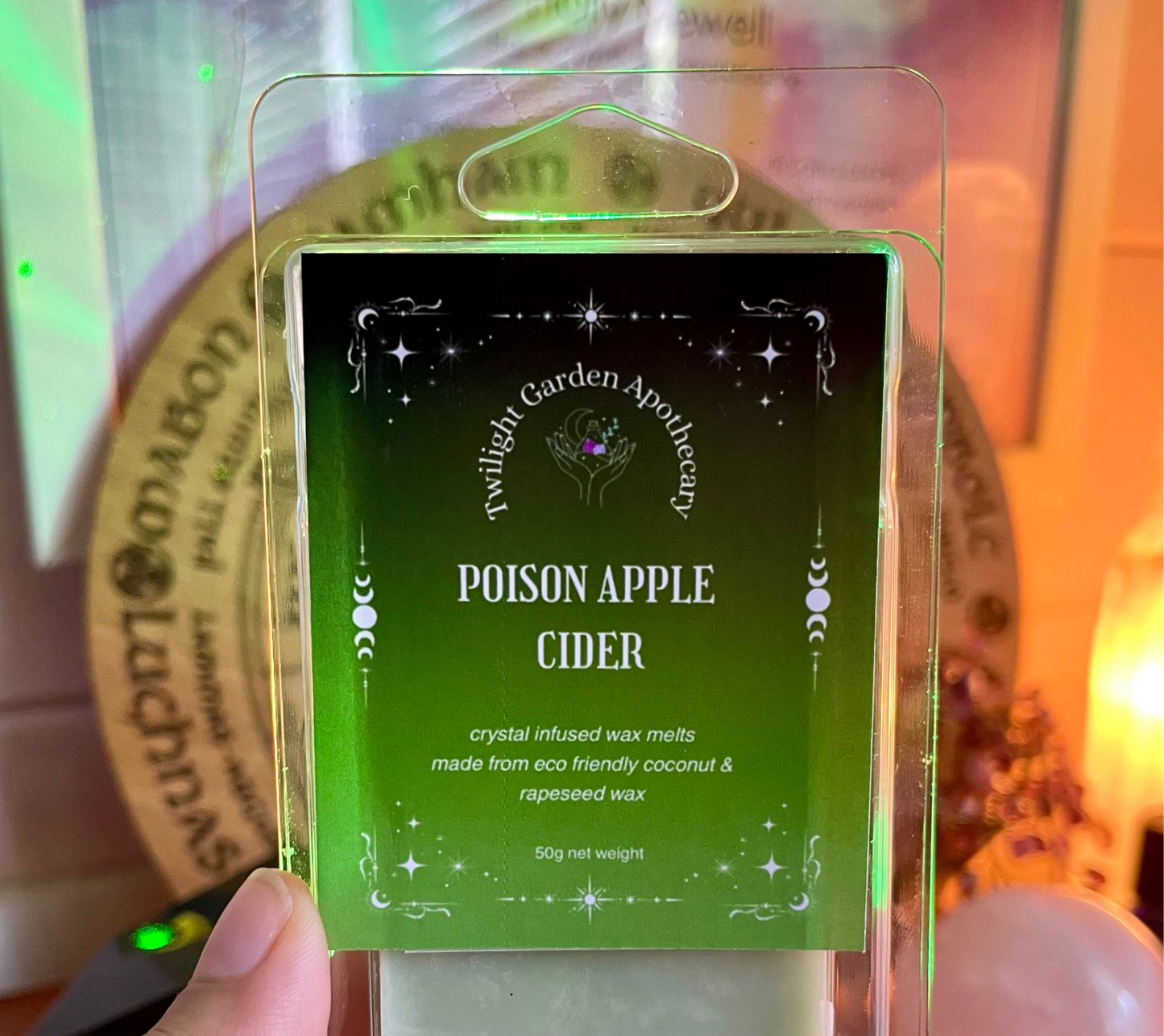 Wax Melts Snap Bar - Infused with Adventurine Crystal Chips - ‘Poison Apple Cider’