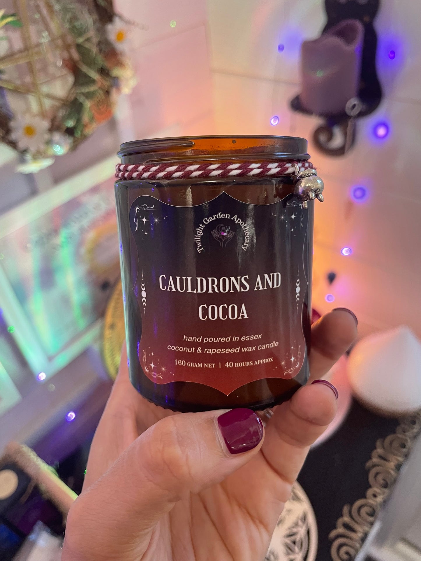 Artisan Apothecary Jar Candle with charm ‘ - Cauldrons & Cocoa’ Choose your Label! - 2 for £25.00