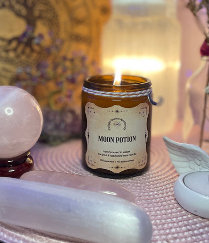 Artisan Apothecary Jar Candle with charm -  ‘Moon Potion’ - Choose your label - 2 for £25.00