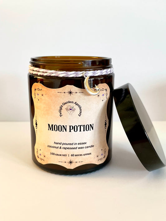 Artisan Apothecary Jar Candle with charm -  ‘Moon Potion’ - Choose your label - 2 for £25.00