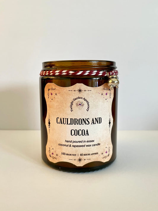 Artisan Apothecary Jar Candle with charm ‘ - Cauldrons & Cocoa’ Choose your Label! - 2 for £25.00