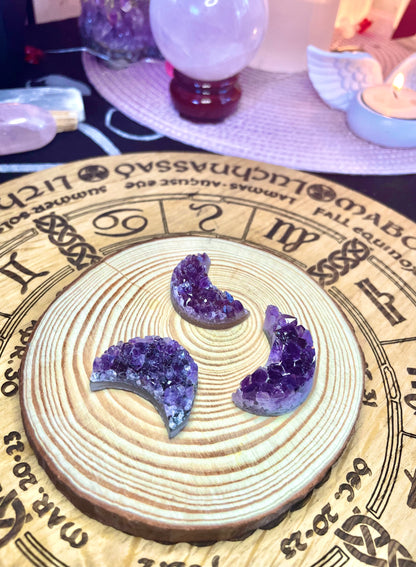 Miniature Druze Amethyst Crescent Moon 30 mm