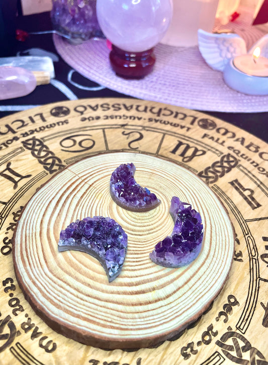 Miniature Druze Amethyst Crescent Moon 30 mm