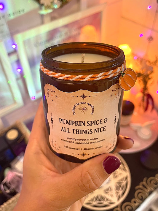 Artisan Apothecary Jar Candle with charm -  ‘Pumpkin Spice & All Things Nice’ - Choose your label - 2 for £25.00