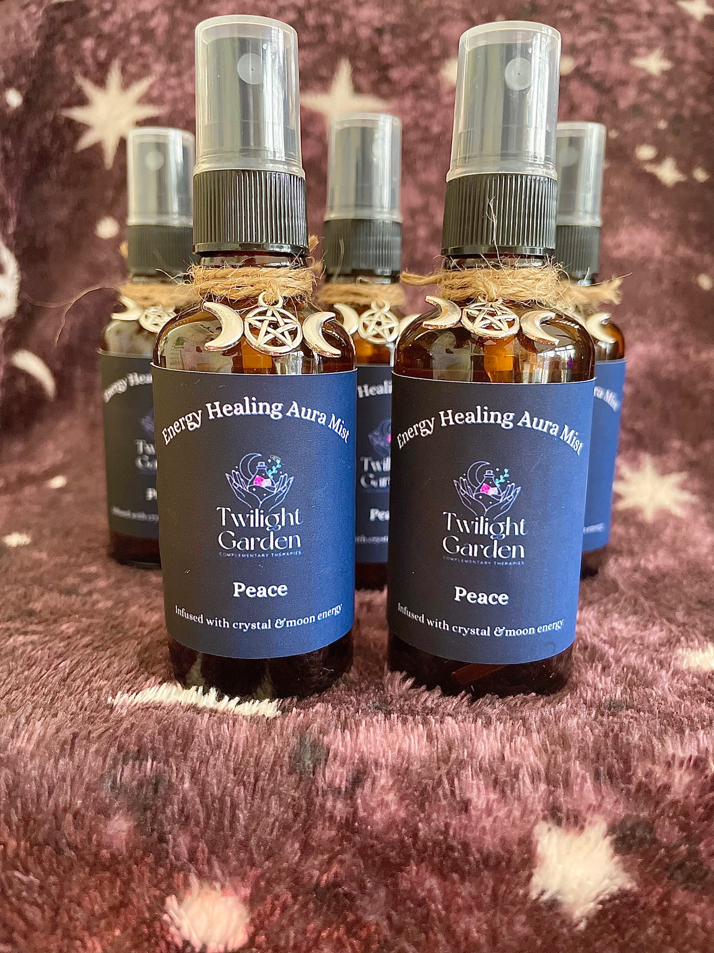 Peace Crystal Energy Infused & Aromatherapy Aura Mist - Stress & Anxiety Management - Ylang Ylang, Lavender & Vanilla - Amethyst Chips - Polysorbate free