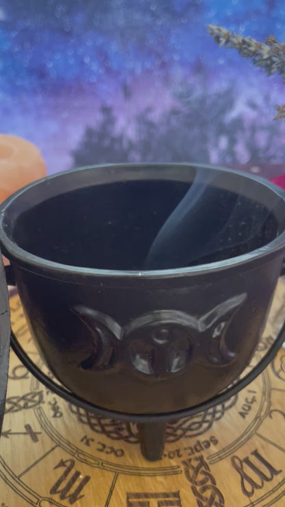 11cm Cast Iron Cauldron with Triple Moon