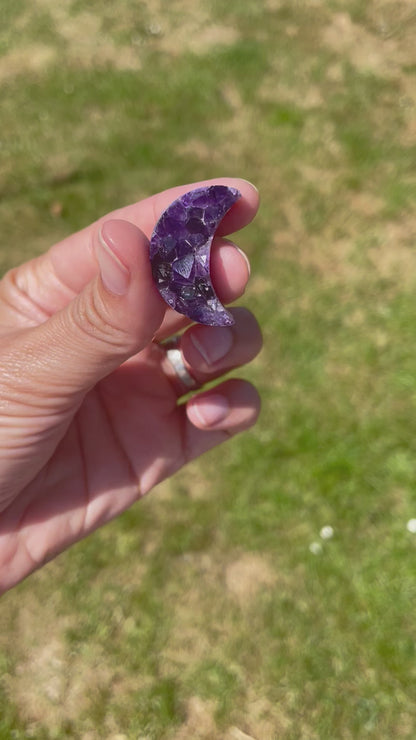 Miniature Druze Amethyst Crescent Moon 30 mm